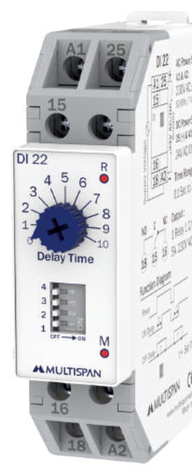 Multispan DI-22 — Multi-range ON-OFF delay timer, seconds to hours