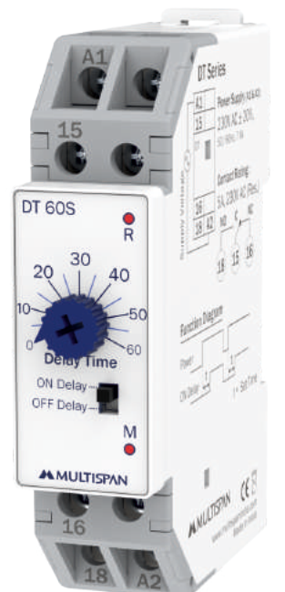 Multispan DT Series — DIN-rail analog ON-OFF delay timer (22 Timer Series)