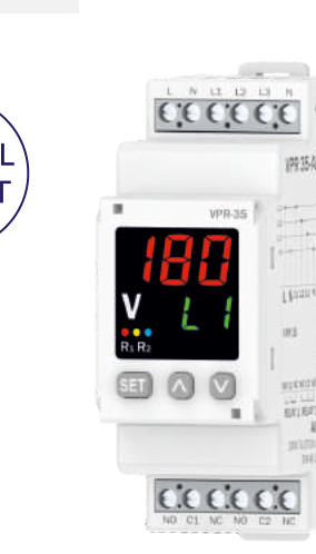 Multispan VPR-35 — DIN-rail 3Ø4W/3Ø3W/1Ø2W protection relay with display