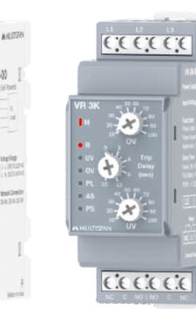 Multispan VR-3K — DIN-rail 3Ø3W voltage protection relay