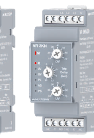 Multispan VR-3KN — DIN-rail 3Ø4W voltage protection relay with neutral loss