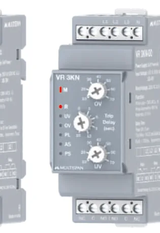 Multispan VR-3KN DIN-rail 3Ø4W voltage protection relay with neutral loss
